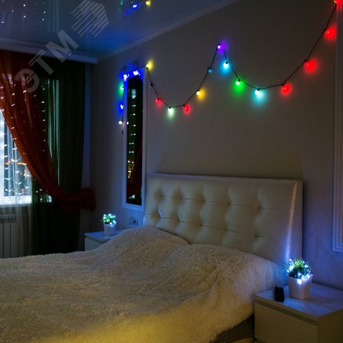 Гирлянда Шарики 18 мм, 5 м, темно-зеленый ПВХ, 30 диодов, RGB - фото 3