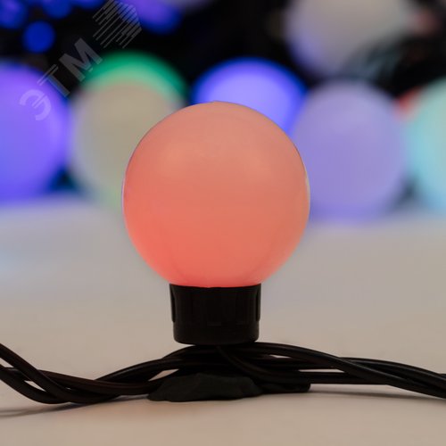 Гирлянда Мультишарики 38 мм, 10 м, черный ПВХ, 40 диодов, RGB - фото 3