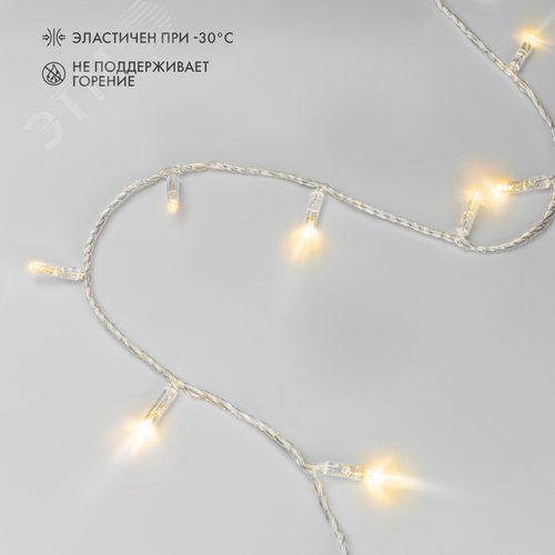 Гирлянда Нить 10 м, постоянное свечение, прозрачный ПВХ, 24 В, теплый белый 2