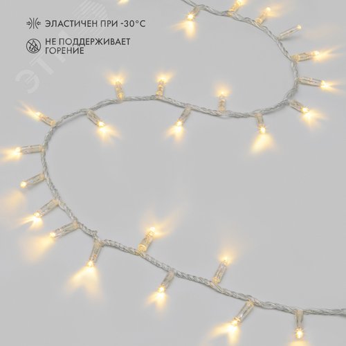 Гирлянда Нить 10 м, постоянное свечение, прозрачный ПВХ, 230 В, теплый белый, 200 LED 2