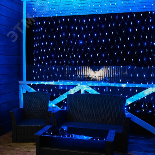 Гирлянда Сеть 2,5х2,5 м, черный ПВХ, 432 LED белые/синие - фото 4