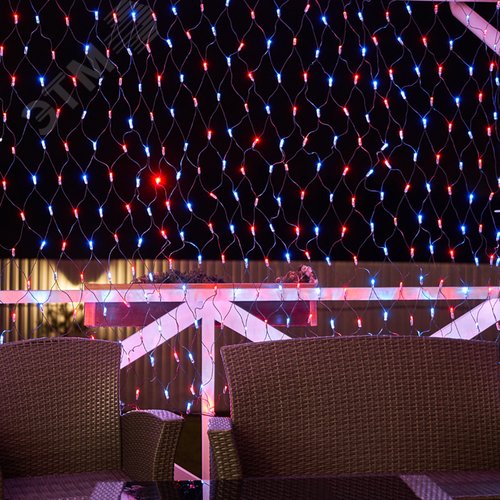 Гирлянда Сеть 2,5х2,5 м, черный ПВХ, 432 LED красные/синие - фото 3