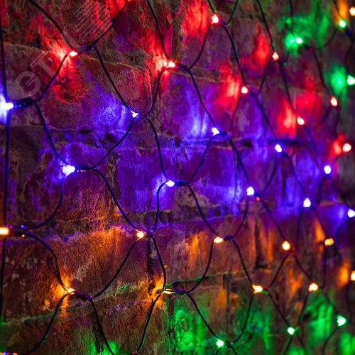 Гирлянда Сеть 1х1,5 м, черный ПВХ, 160 LED мультиколор - фото 2