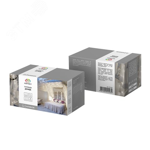 Гирлянда светодиодный Дождь 1,5х1 м, свечение с динамикой, прозрачный провод, 230 В, диоды белые 7