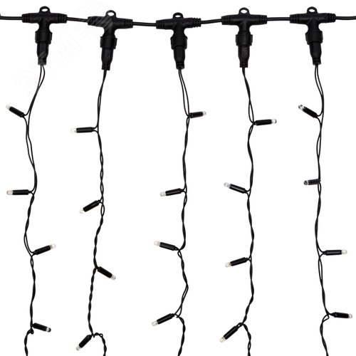 Гирлянда светодиодный Дождь 2х6 м, постоянное свечение, черный провод, 230 В, диоды белые 4