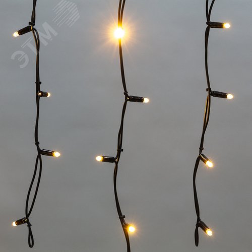 Гирлянда Айсикл Бахрома светодиодная 3,2х0,6 м, 88 LED, черный провод каучук, теплое белое свечение - NEON-NIGHT