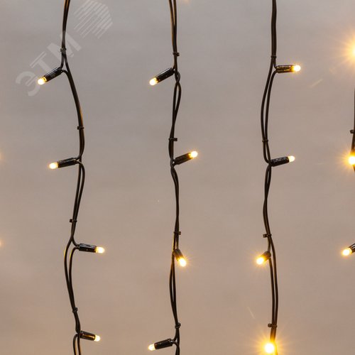 Гирлянда Айсикл Бахрома светодиодная 3,2х0,9 м, с эффектом мерцания, 120 LED, черный провод каучук, теплое белое свечение - NEON-NIGHT