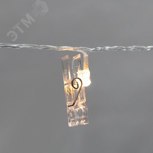 Гирлянда светодиодная Прищепки 30 LED, 5 м, тёплый белый свечение - фото 6