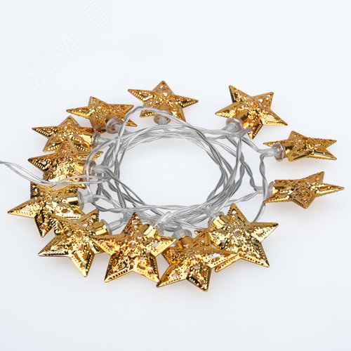 Гирлянда светодиодная на солнечной батарее Звезды 12 LED тёплый белый 1,2 м 4