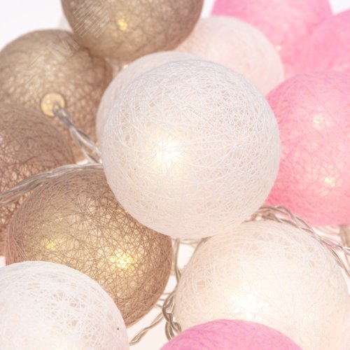 Фонарики тайские вельвет 3,5 м, прозрачный ПВХ, 20 LED, тёплый белый 4