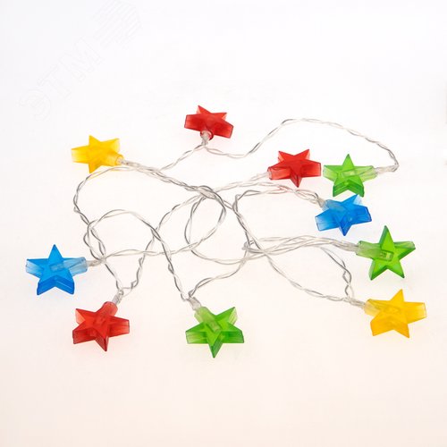 Гирлянда светодиодная Звездочки 1,5 м, 10 LED, прозрачный ПВХ, свечение мультиколор, 2 х АА батарейки не в комплекте - фото 6