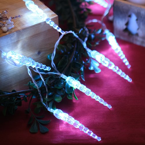 Гирлянда светодиодная Сосульки 1,5 м, 10 LED, прозрачный ПВХ, свечение белый, 2 х АА батарейки не в комплекте - фото 8
