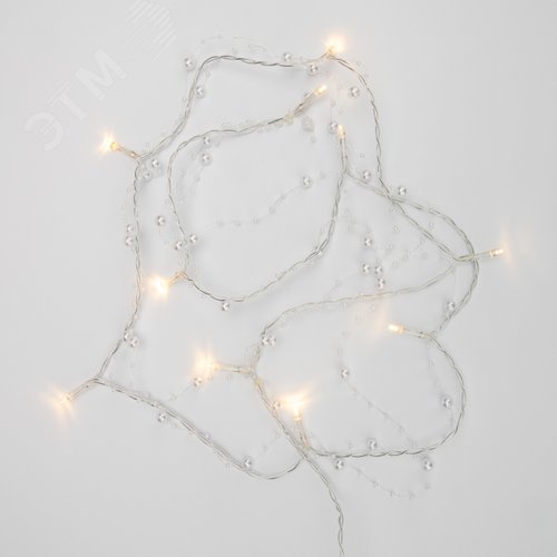 Гирлянда светодиодная Жемчужинки 1,5 м, 10 LED, прозрачный ПВХ, свечение теплый белый, 2 х АА батарейки не в комплекте - фото 3