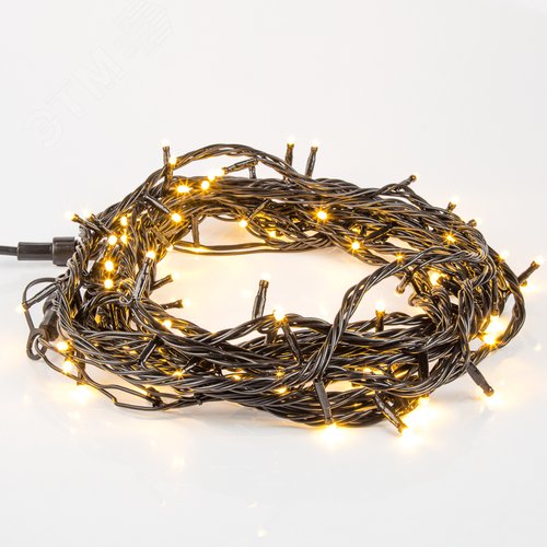 Гирлянда Твинкл Лайт 10 м, черный ПВХ, 100 диодов, тёплый белый