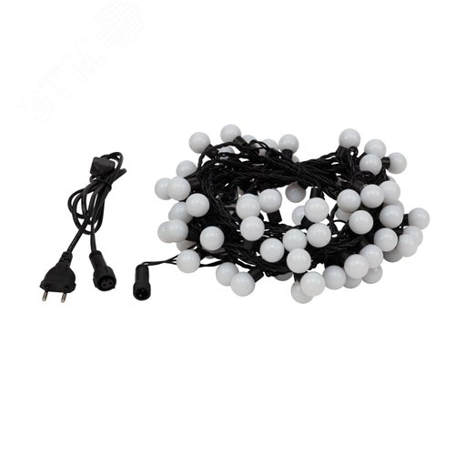 Гирлянда Мультишарики 23 мм, 10 м, черный ПВХ, 80 диодов, белый 4