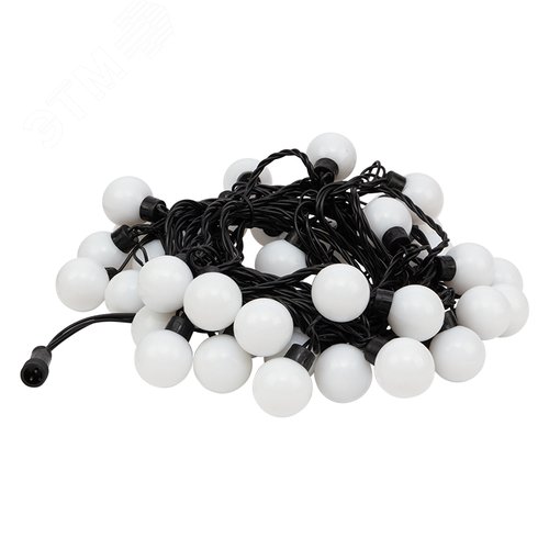 Гирлянда Мультишарики 38 мм, 10 м, черный ПВХ, 40 диодов, белый 4
