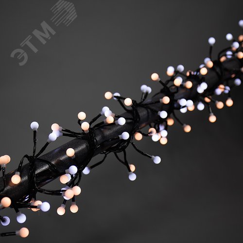 Гирлянда Мишура LED 3 м, темно-зеленый ПВХ, 288 диодов, белый + тёплый белый 4