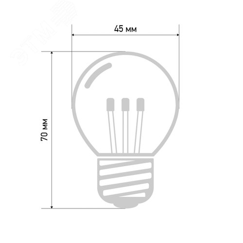 Лампа Шар e27 6 LED 45 мм - белая, прозрачная колба, эффект лампы накаливания - фото 3