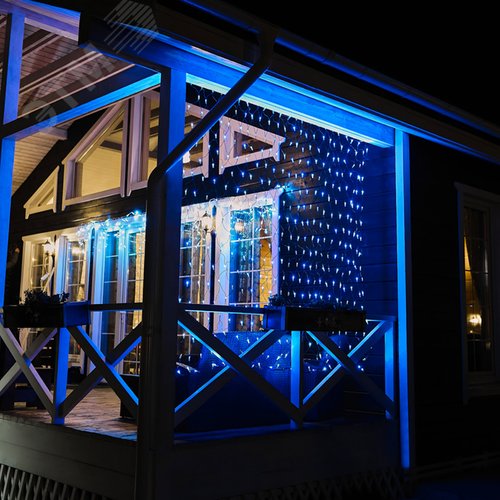 Гирлянда Сеть 2,5х2,5 м, черный ПВХ, 432 LED белые/синие - фото 5