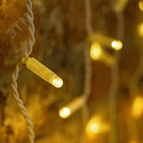 Гирлянда светодиодный Дождь 2х1,5 м, постоянное свечение, белый провод, 230 В, диоды тёплый белый 3