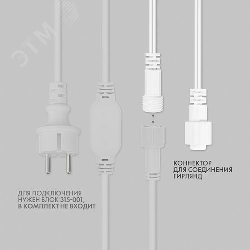 Гирлянда Айсикл Бахрома светодиодный, 5,6 х 0,9 м, с эффектом мерцания, белый провод каучук, 230 В, диоды белые, 240 LED 4