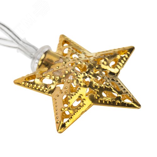 Гирлянда светодиодная на солнечной батарее Звезды 12 LED тёплый белый 1,2 м