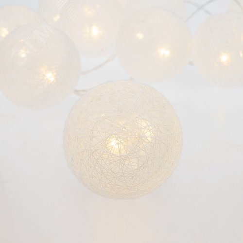 Фонарики тайские пломбир 1.5 м, 10 LED, прозрачный ПВХ, свечение теплый белый, 2 х АА батарейки не в комплекте - NEON-NIGHT
