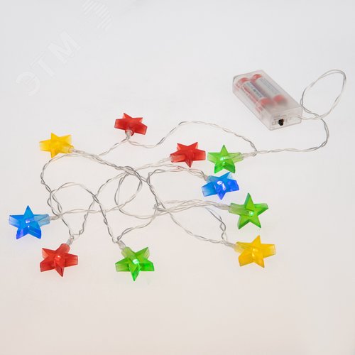 Гирлянда светодиодная Звездочки 1,5 м, 10 LED, прозрачный ПВХ, свечение мультиколор, 2 х АА батарейки не в комплекте - фото 7
