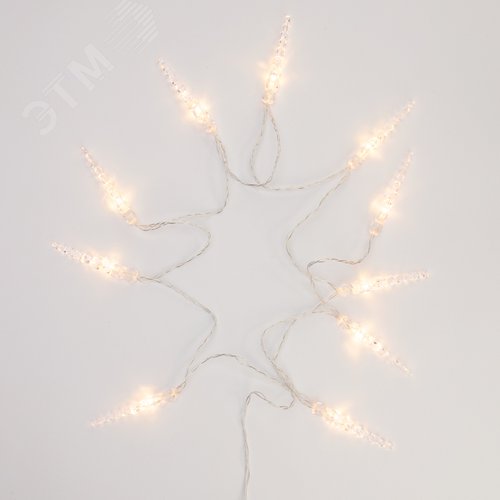 Гирлянда светодиодная Сосульки 1,5 м, 10 LED, прозрачный ПВХ, свечение теплый белый, 2 х АА батарейки не в комплекте - фото 4