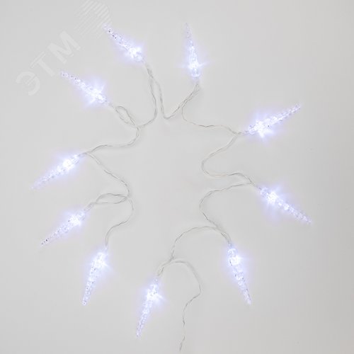 Гирлянда светодиодная Сосульки 1,5 м, 10 LED, прозрачный ПВХ, свечение белый, 2 х АА батарейки не в комплекте - фото 4