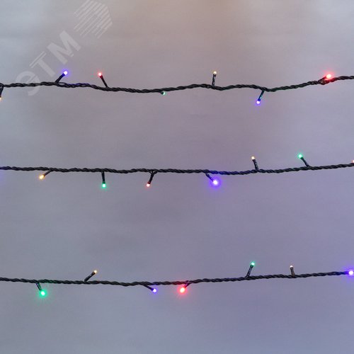 Гирлянда Твинкл Лайт 10 м, черный ПВХ, 100 диодов, мультиколор 3