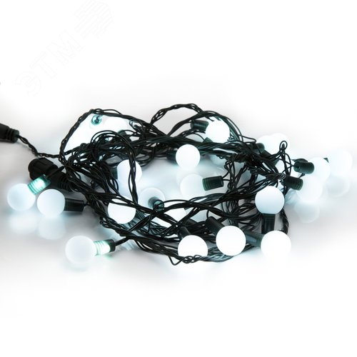 Гирлянда Шарики 25 мм, 5 м, темно-зеленый ПВХ, 25 диодов, белый, без контроллера 4