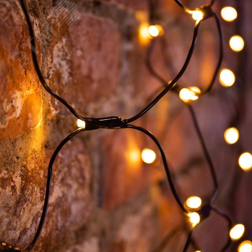 Гирлянда Сеть 1х1,5 м, черный ПВХ, 160 LED тёплый белый - фото 2
