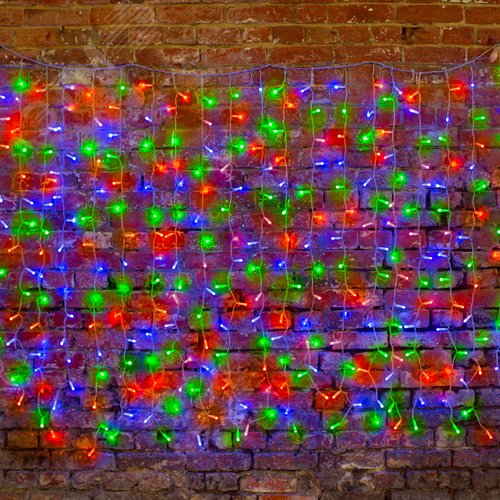 Гирлянда светодиодный Дождь 2х1,5 м, прозрачный провод, 230 В, диоды RGB, свечение с динамикой при приобретении контроллера 245-908 - фото 2