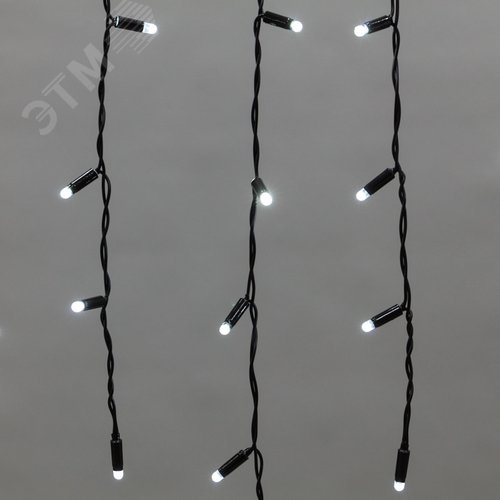 Гирлянда Айсикл Бахрома светодиодный, 2,4 х 0,6 м, черный провод, 230 В, диоды белые, 88 LED