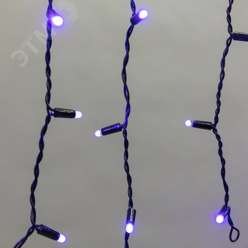 Гирлянда Айсикл Бахрома светодиодный, 4,8 х 0,6 м, черный провод, 230 В, диоды синие, 176 LED