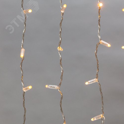 Гирлянда Айсикл Бахрома светодиодный, 4,8 х 0,6 м, прозрачный провод, 230 В, диоды желтые, 176 LED