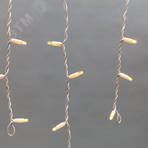 Гирлянда Айсикл Бахрома светодиодный, 4,0 х 0,6 м, белый провод каучук, 230 В, диоды желтые, 128 LED