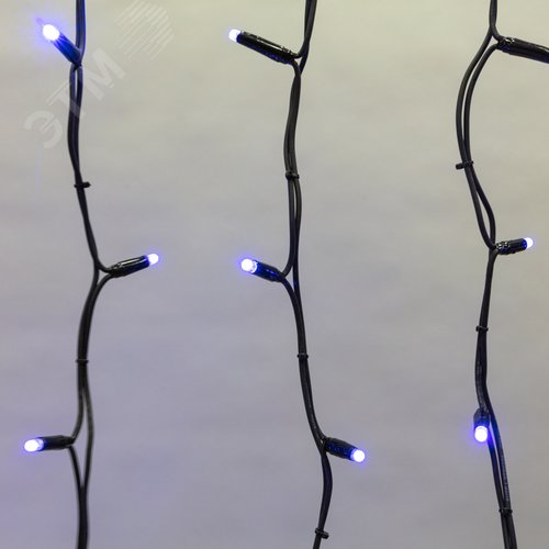 Гирлянда Айсикл Бахрома светодиодный, 5,6 х 0,9 м, черный провод каучук, 230 В, диоды синие, 240 LED