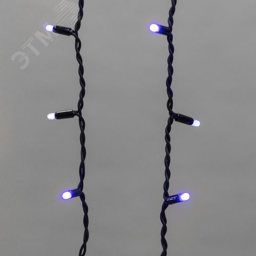 Гирлянда Айсикл Бахрома светодиодный, 5,6 х 0,9 м, с эффектом мерцания,черный провод каучук, 230 В, диоды синие, 240 LED