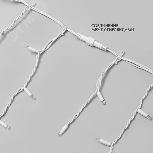 Гирлянда Айсикл Бахрома светодиодный, 5,6 х 0,9 м, с эффектом мерцания, белый провод каучук, 230 В, диоды белые, 240 LED 5