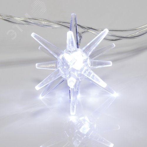 Гирлянда светодиодная Снежинки 20 LED белые 2,8 м - фото 4