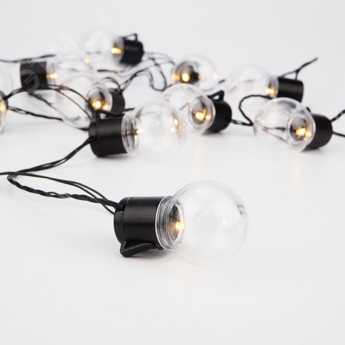 Гирлянда-лофт светодиодная 5 м, черный ПВХ, 20 LED, теплое белое свечение - NEON-NIGHT