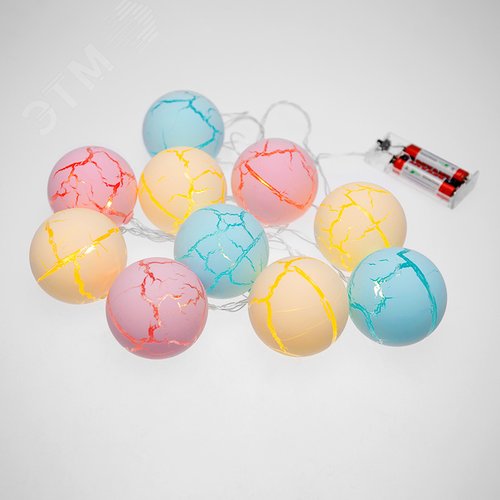 Гирлянда светодиодная карамельки 1.5 м, прозрачный ПВХ, 10 LED, теплый белый, питание 2 х АА батарейки не в комплекте 6