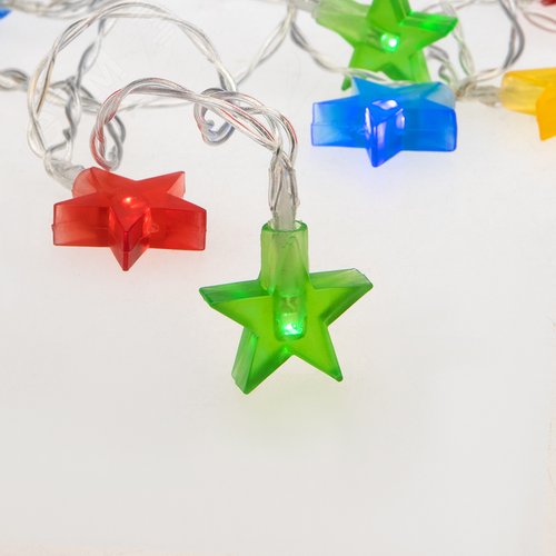 Гирлянда светодиодная Звездочки 1,5 м, 10 LED, прозрачный ПВХ, свечение мультиколор, 2 х АА батарейки не в комплекте - фото 8