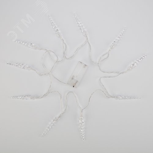 Гирлянда светодиодная Сосульки 1,5 м, 10 LED, прозрачный ПВХ, свечение белый, 2 х АА батарейки не в комплекте - фото 5