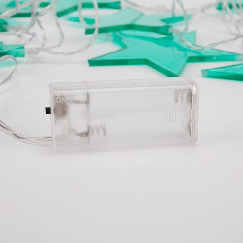 Гирлянда светодиодная Звездопад бирюзовая 10 LED, 2,25 м, прозрачный ПВХ, белый свечение, 2 х АА батарейки не в комплекте - фото 5