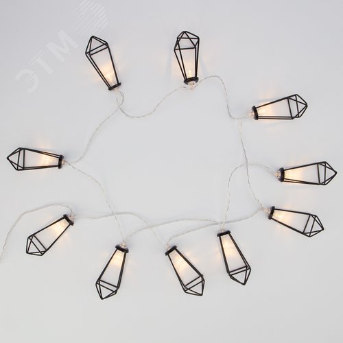 Гирлянда светодиодная кристаллы черные 10 LED, 1,5 м, прозрачный ПВХ, теплый свечение, 2 х АА батарейки не в комплекте - фото 6