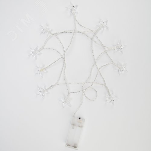 Гирлянда светодиодная Звездочки 1,5 м, 10 LED, прозрачный ПВХ, свечение теплый белый, 2 х АА батарейки не в комплекте - фото 4