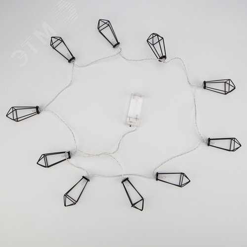 Гирлянда светодиодная кристаллы черные 10 LED, 1,5 м, прозрачный ПВХ, теплый свечение, 2 х АА батарейки не в комплекте - фото 7